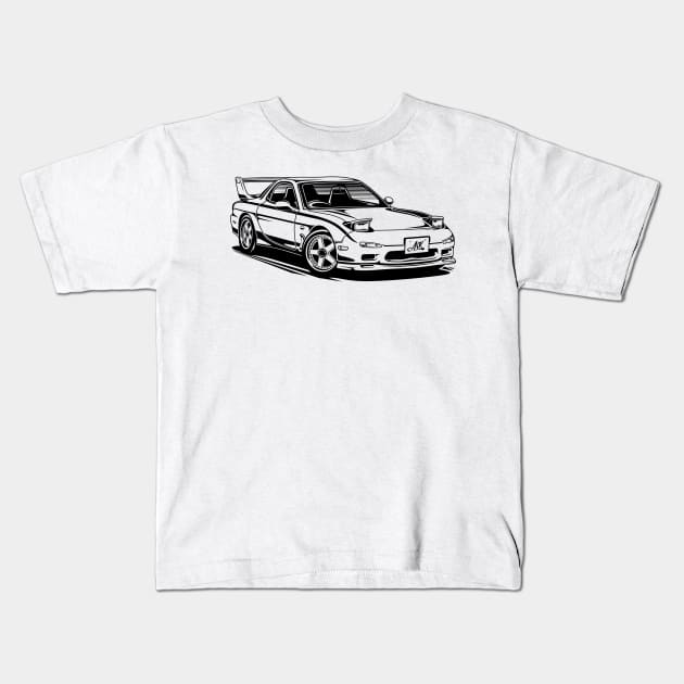 EUROBEAT INTENSIFIES - RX7 FD3S full-body version Kids T-Shirt by ARVwerks